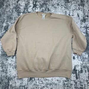 USA Olympic Sweatshirt Mens 2XLXT Tan Y2K Solid Crewneck Fleece Pullover Tall